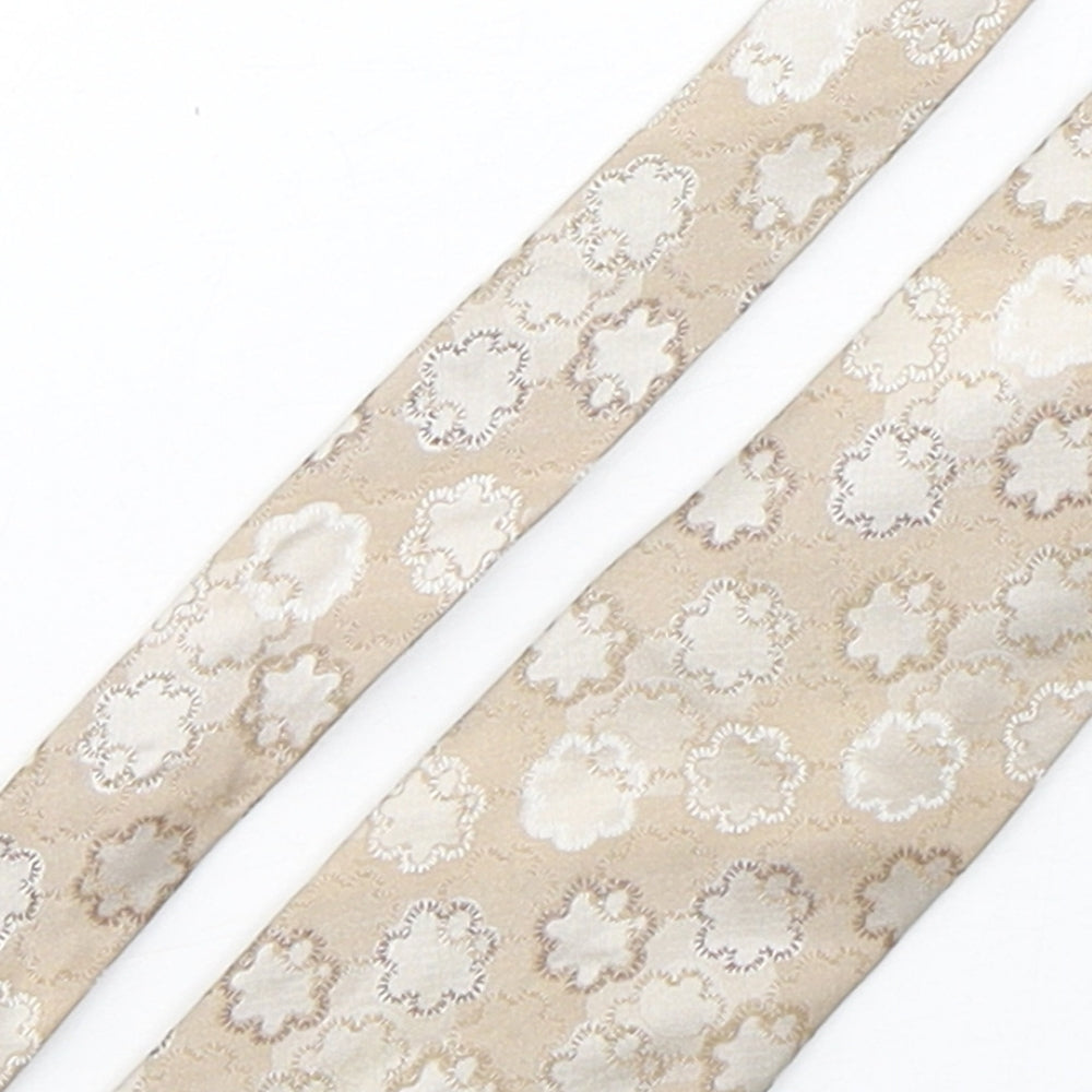 BHS Mens Beige Geometric Silk Pointed Tie One Size