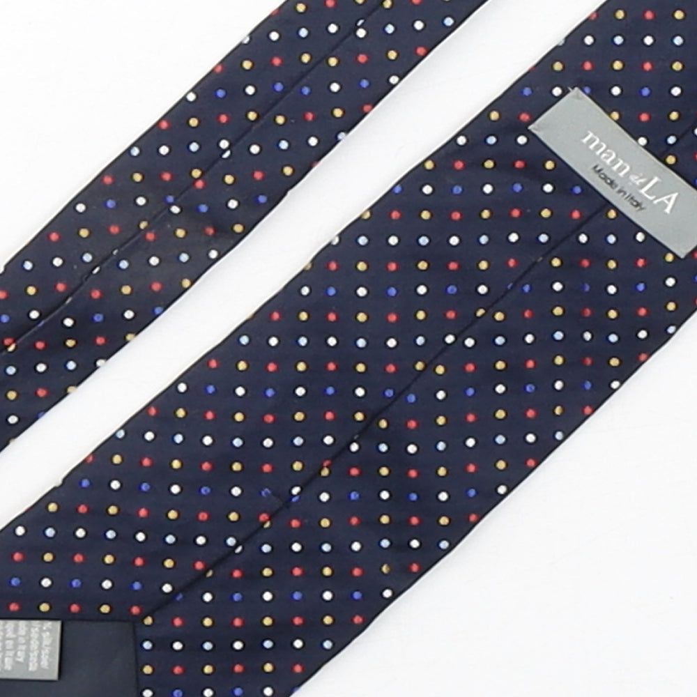 Man Of La  Mens Multicoloured Polka Dot Silk Pointed Tie One Size