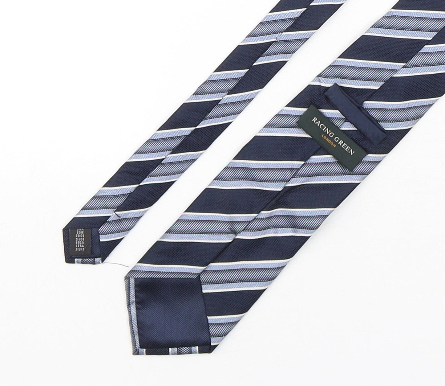 Racing Green  Mens Multicoloured Striped Silk Pointed Tie One Size
