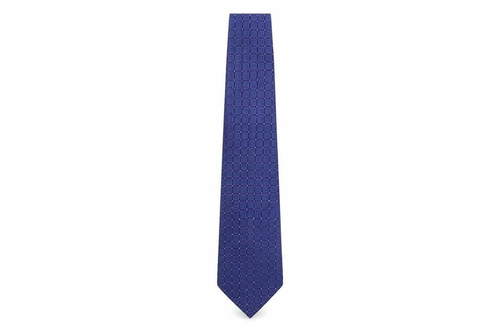 Paolo Vincente Mens Blue Geometric Silk Pointed Tie One Size