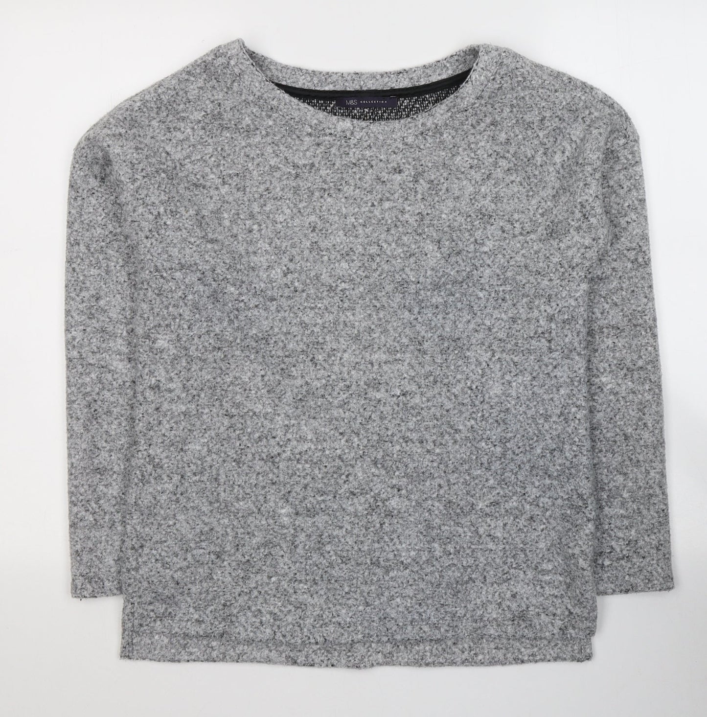 Marks and Spencer Womens Grey Round Neck  Polyester Pullover Jumper Size 10