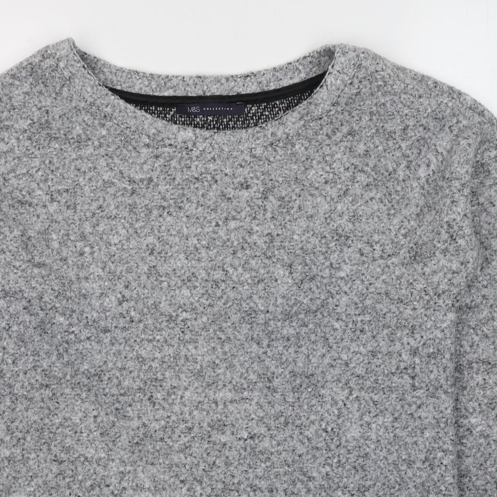 Marks and Spencer Womens Grey Round Neck  Polyester Pullover Jumper Size 10
