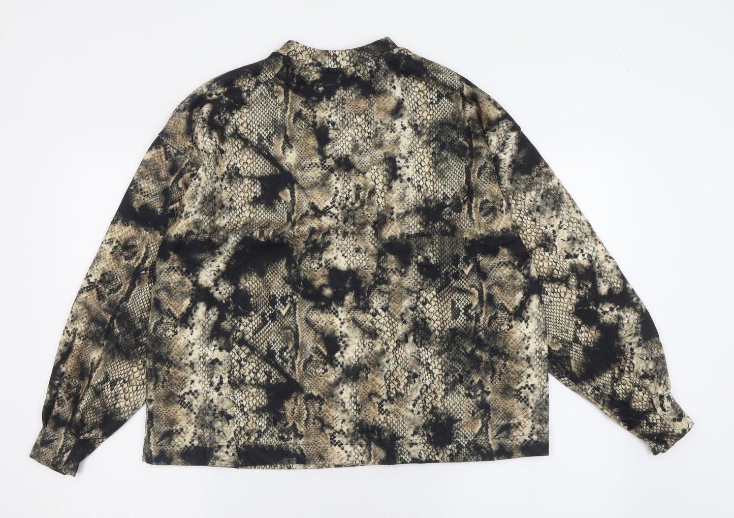 Stradivarius Womens Brown Crew Neck Animal Print Polyester Pullover Jumper Size S