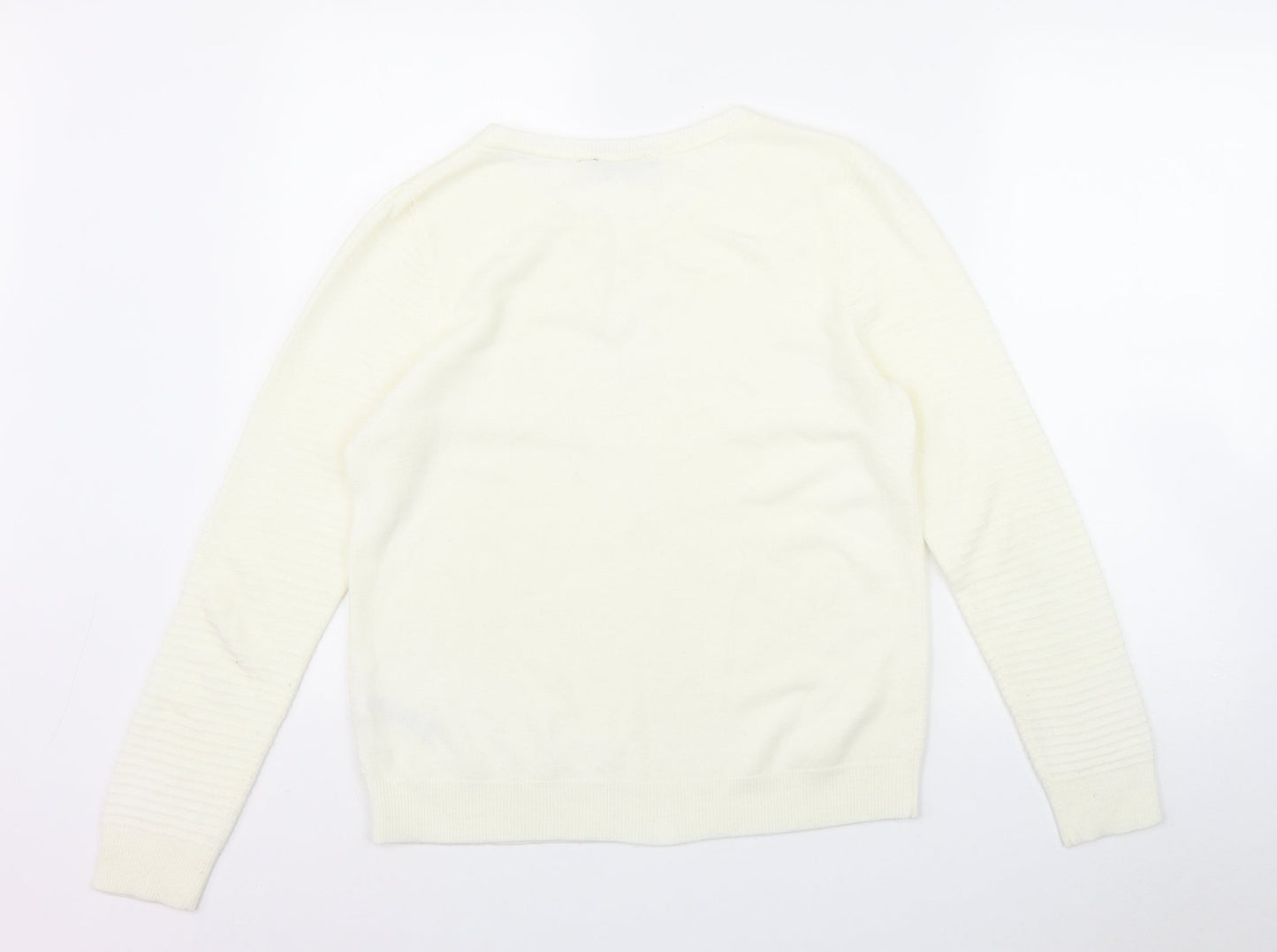 Dorothy Perkins Womens Ivory Round Neck  Acrylic Pullover Jumper Size 14