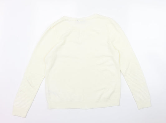 Dorothy Perkins Womens Ivory Round Neck  Acrylic Pullover Jumper Size 14