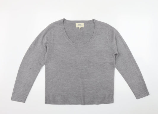 Papaya Womens Grey Scoop Neck  Acrylic Pullover Jumper Size 16
