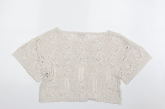 Matalan Womens White Boat Neck Argyle/Diamond Acrylic Pullover Jumper Size 10