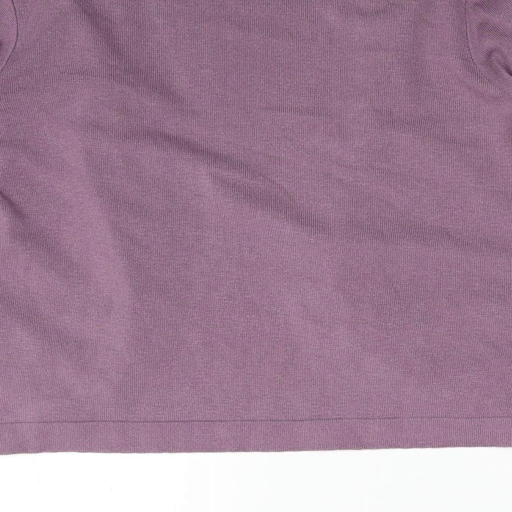 Afibel Womens Purple V-Neck  Acrylic Cardigan Jumper Size 14