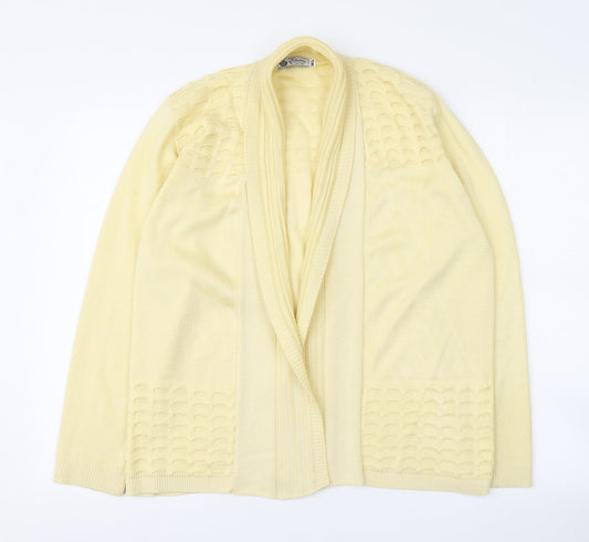 Emma Collection Womens Yellow V-Neck  Acrylic Cardigan Jumper Size M   - Size M/L