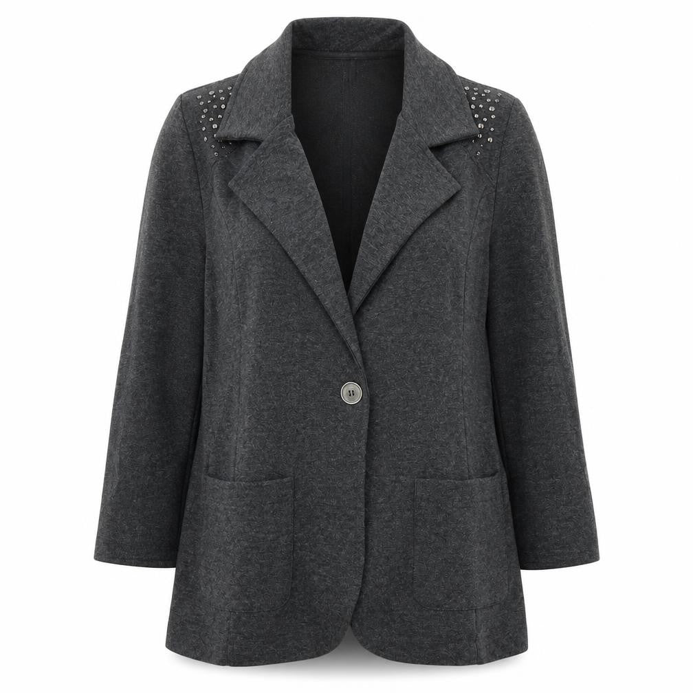 Denim & Co. Womens Grey   Jacket Blazer Size 8  Button