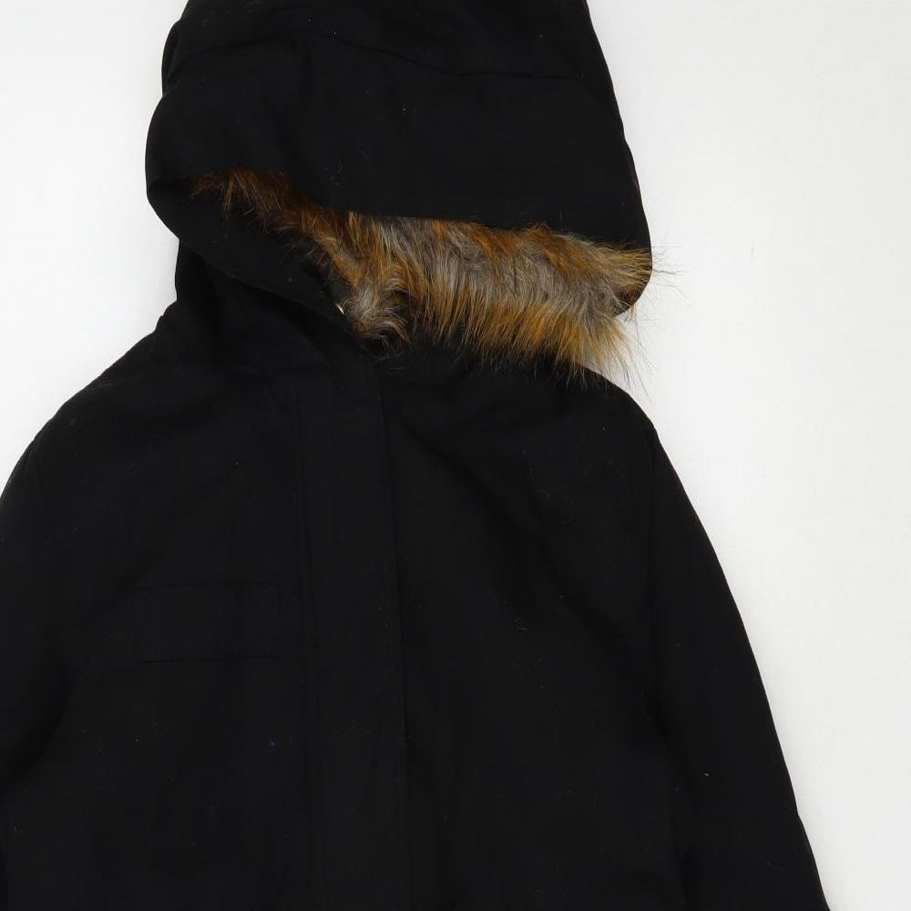 Boohoo Womens Black   Parka Coat Size 8  Zip