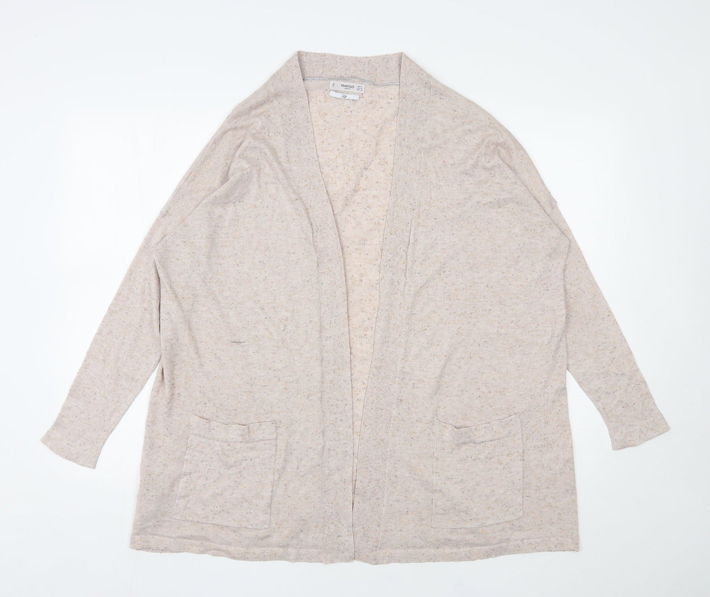 Mango Womens Beige V-Neck  Polyester Cardigan Jumper Size S
