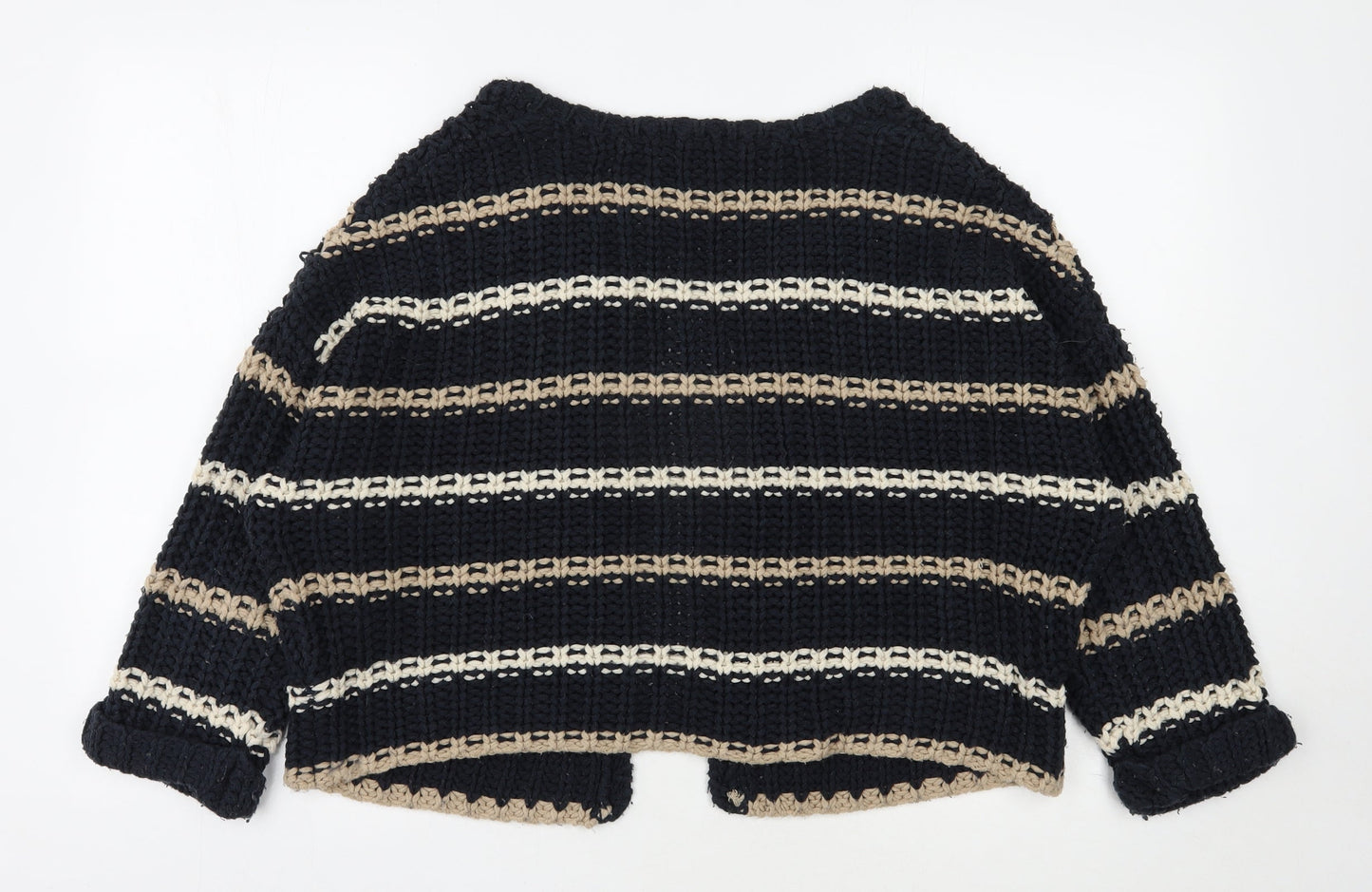 Dorothy Perkins Womens Blue Round Neck Striped Acrylic Cardigan Jumper Size L