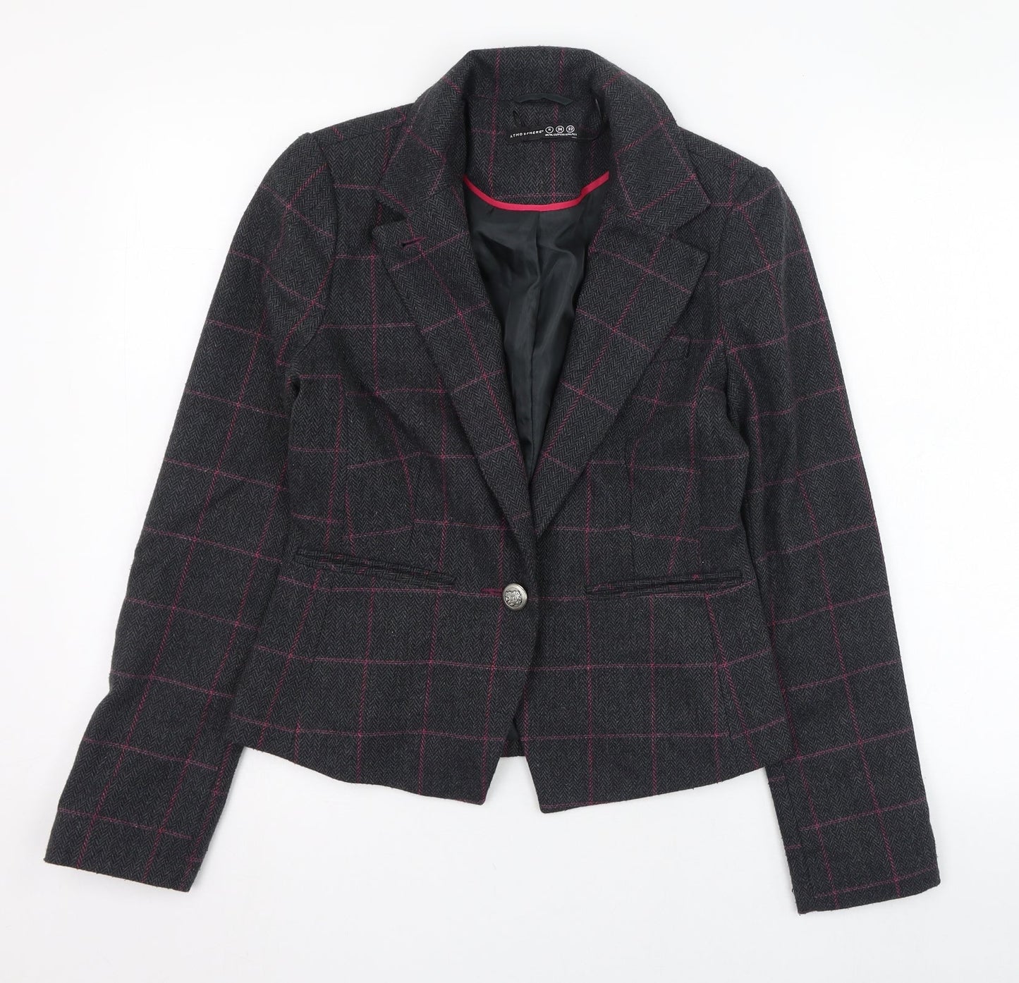 Atmosphere Womens Green Check  Jacket Blazer Size 6  Button