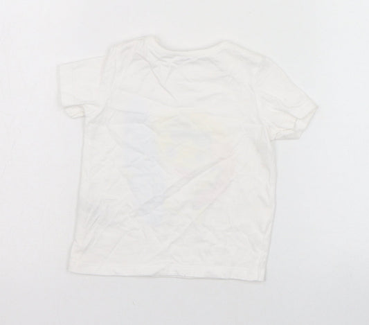 F&F Boys White  Cotton Basic T-Shirt Size 6-9 Months Round Neck Pullover - Baby Shark
