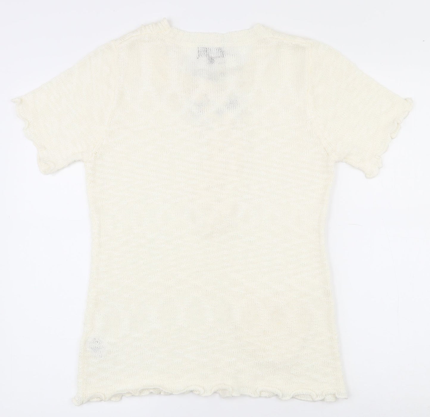 Casamia Womens Ivory Round Neck  Acrylic Pullover Jumper Size S