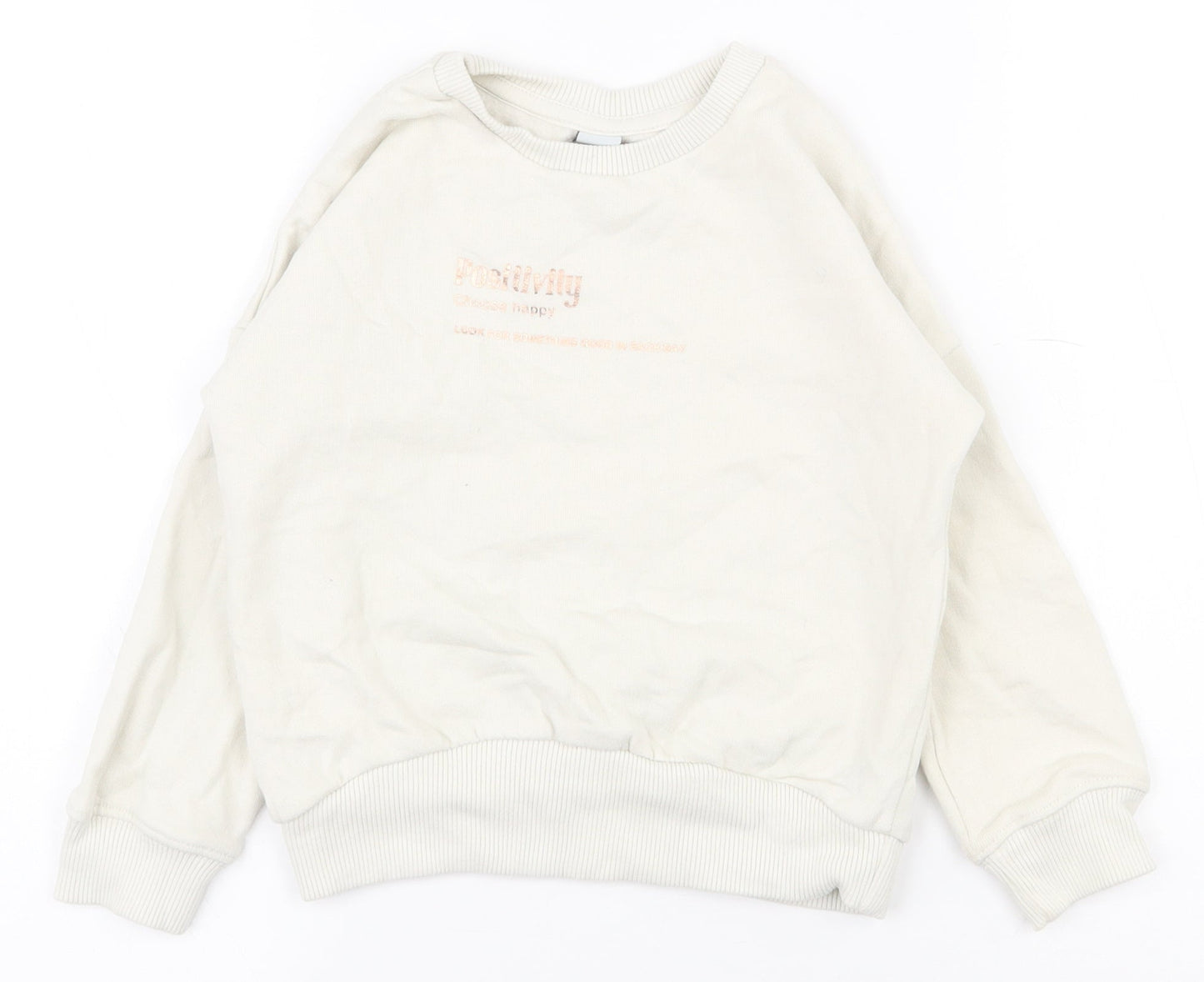 TU Girls White  Cotton Pullover Sweatshirt Size 5 Years  Pullover