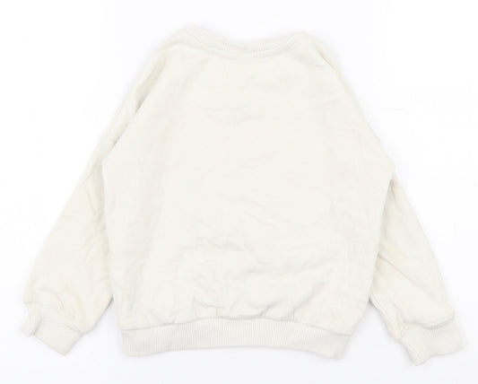 TU Girls White  Cotton Pullover Sweatshirt Size 5 Years  Pullover