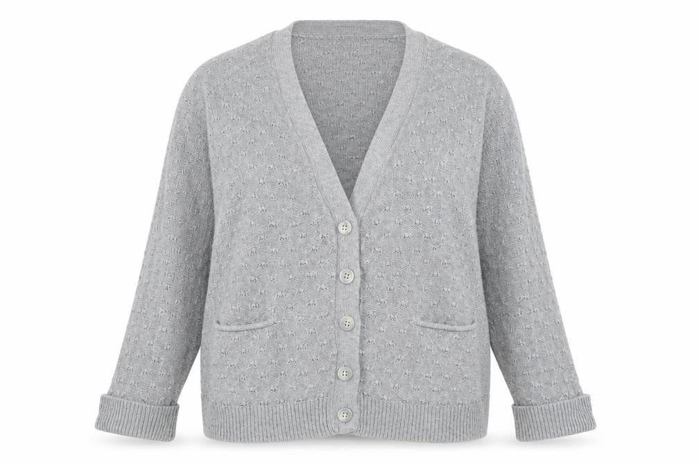 Topshop Womens Grey V-Neck  Cotton Cardigan Jumper Size 10
