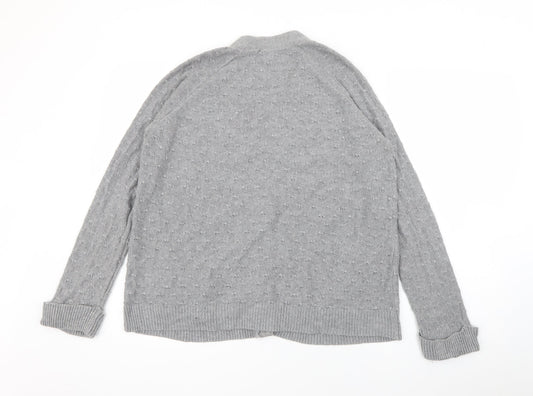 Topshop Womens Grey V-Neck  Cotton Cardigan Jumper Size 10