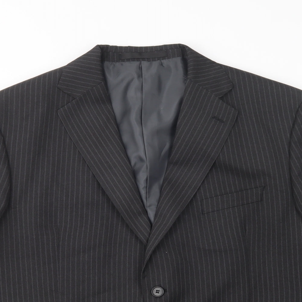 Impressions Mens Grey Striped  Jacket Blazer Size L  Button
