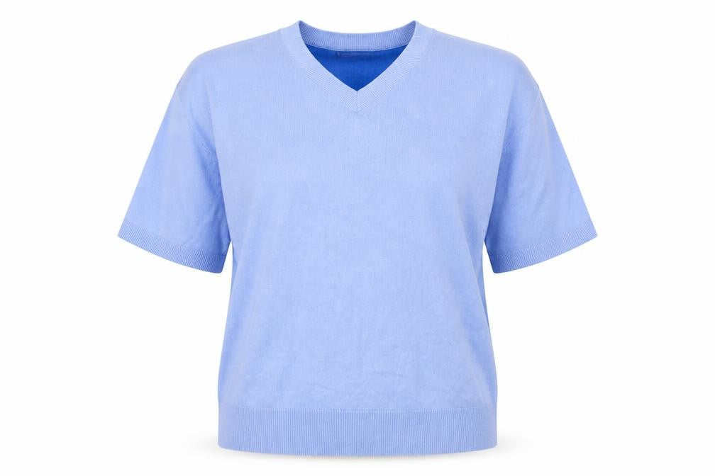 Marks and Spencer Womens Blue V-Neck  Viscose Pullover Jumper Size 12
