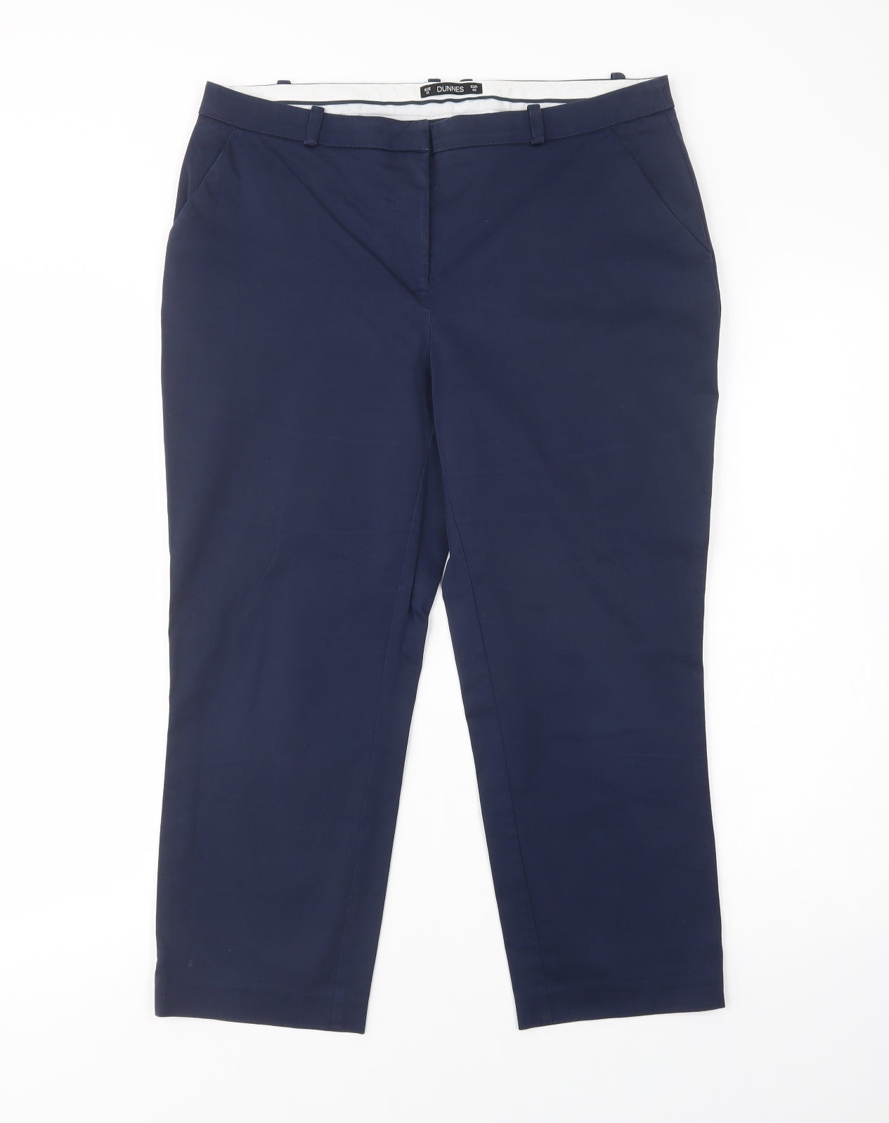 Dunnes Stores Womens Blue  Cotton Chino Trousers Size 12 L22 in Regular Button