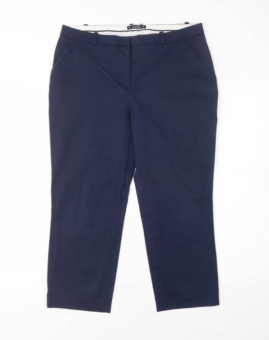 Dunnes Stores Womens Blue  Cotton Chino Trousers Size 12 L22 in Regular Button
