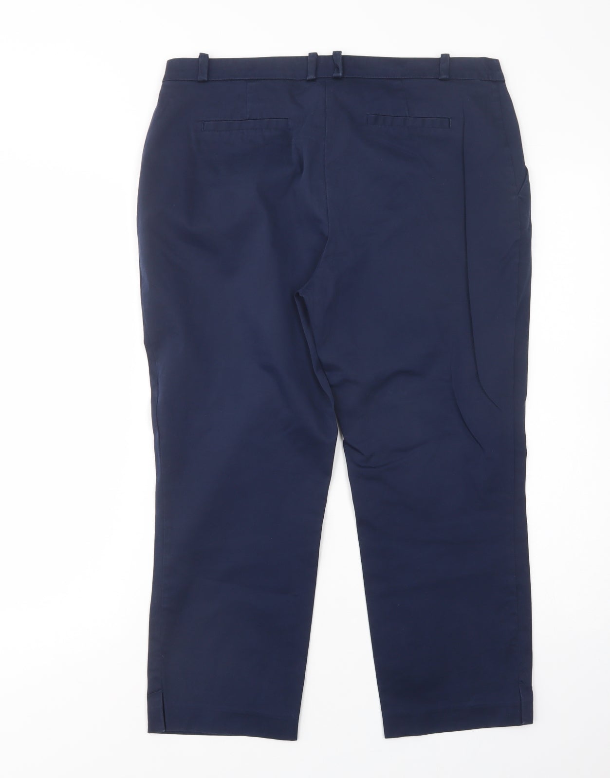 Dunnes Stores Womens Blue  Cotton Chino Trousers Size 12 L22 in Regular Button
