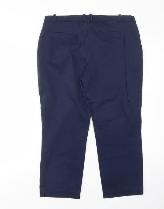 Dunnes Stores Womens Blue  Cotton Chino Trousers Size 12 L22 in Regular Button