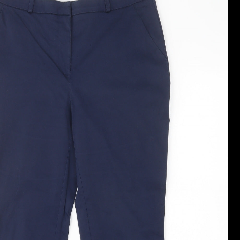 Dunnes Stores Womens Blue  Cotton Chino Trousers Size 12 L22 in Regular Button