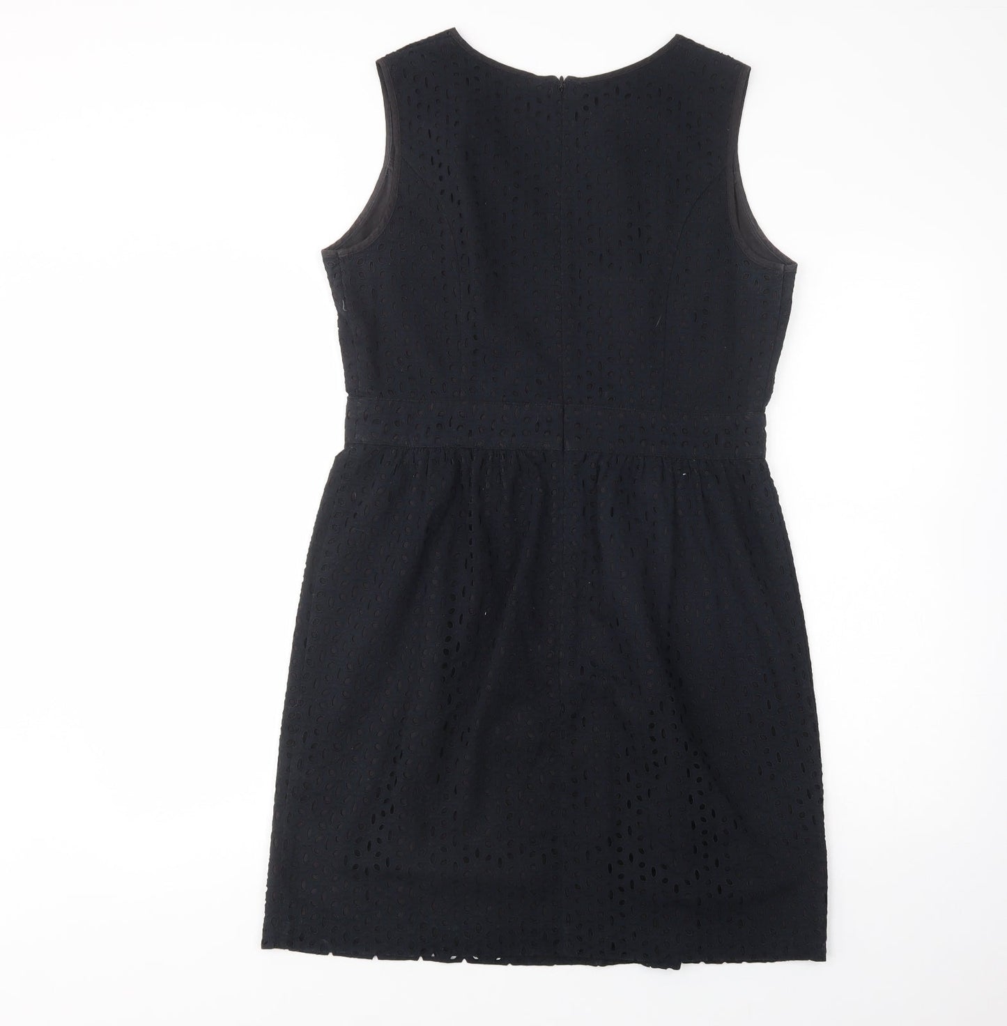 Amphora Womens Black  Cotton Fit & Flare  Size 14  Boat Neck Zip