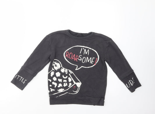 George Girls Black  Cotton Pullover Sweatshirt Size 4-5 Years  Pullover - Roarsome