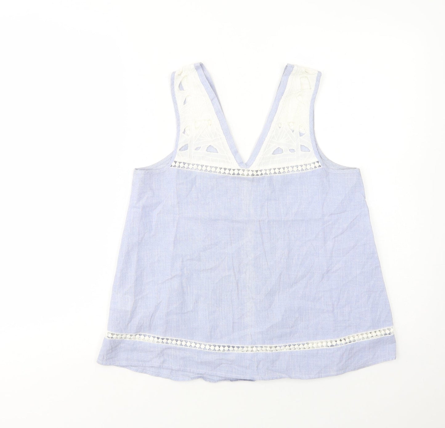 River Island Womens Blue  Cotton Basic Tank Size 6 V-Neck