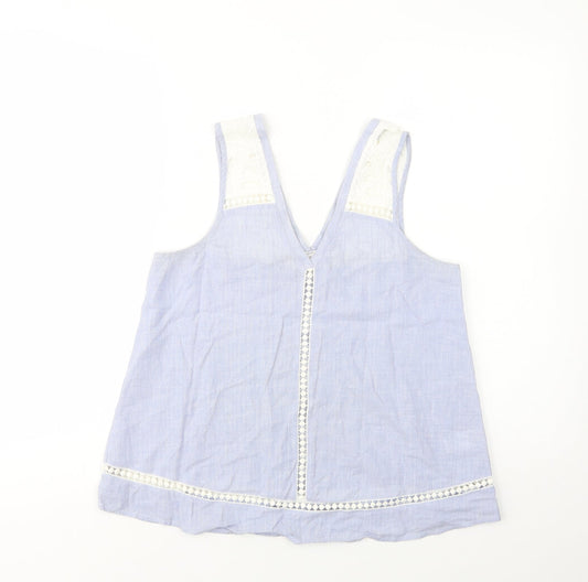 River Island Womens Blue  Cotton Basic Tank Size 6 V-Neck