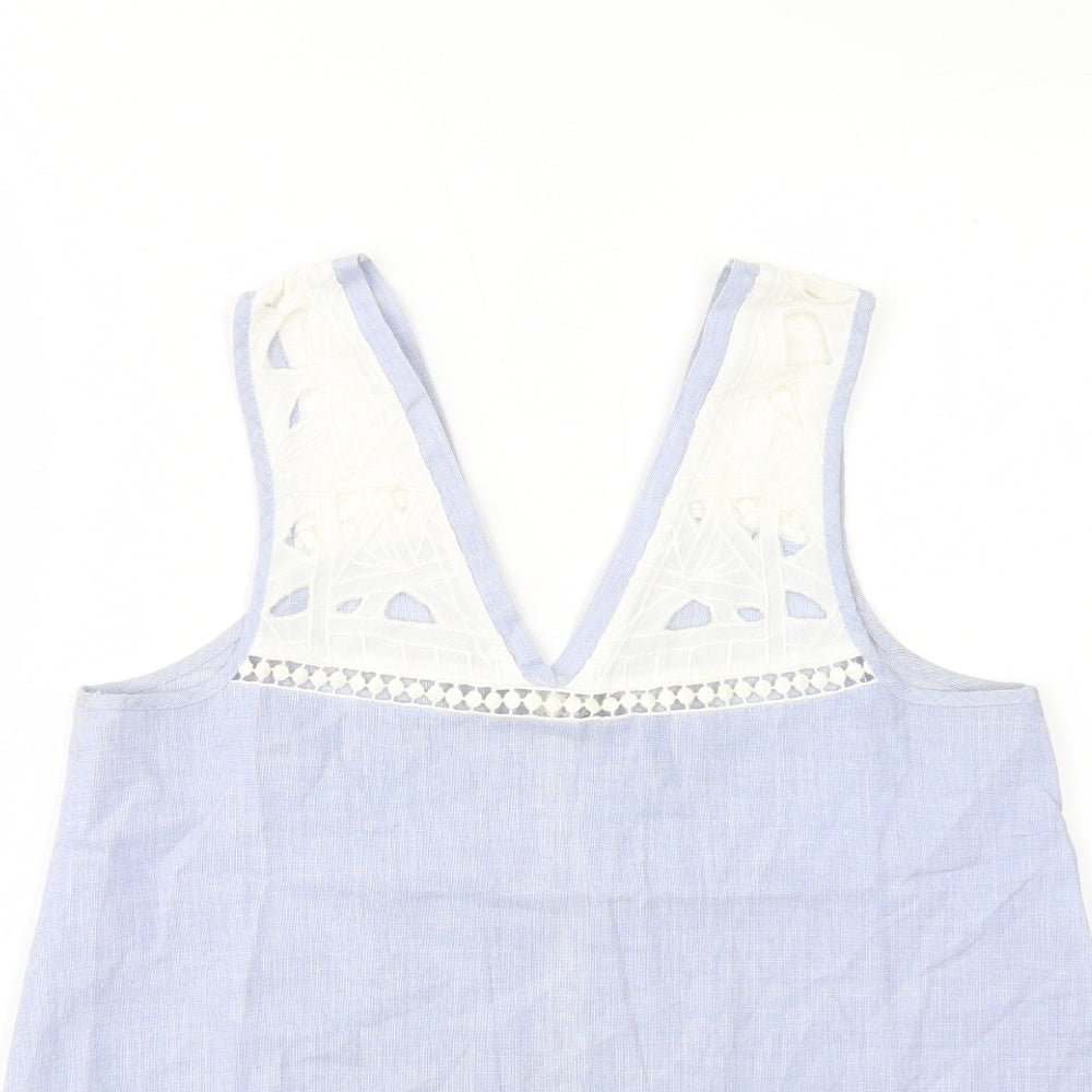 River Island Womens Blue  Cotton Basic Tank Size 6 V-Neck