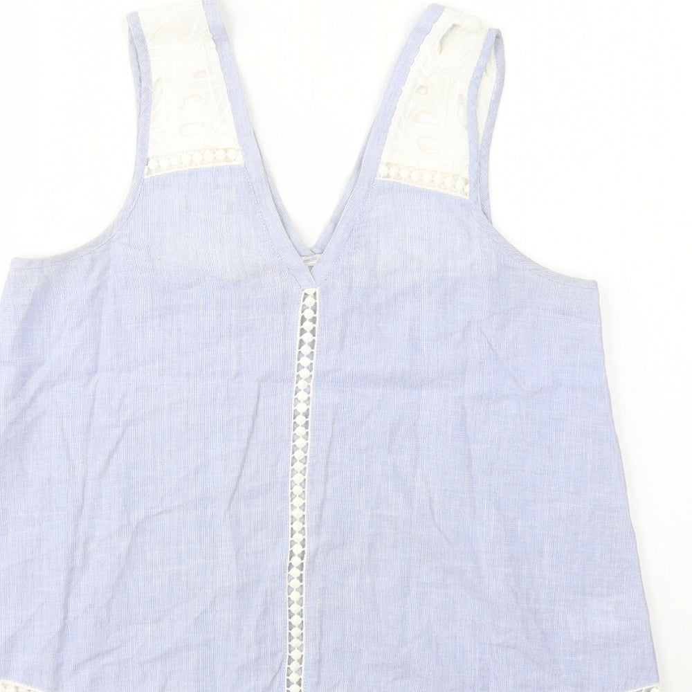 River Island Womens Blue  Cotton Basic Tank Size 6 V-Neck