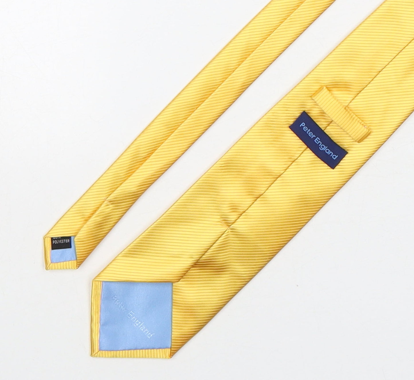 Peter English  Mens Gold Striped Polyester Pointed Tie One Size