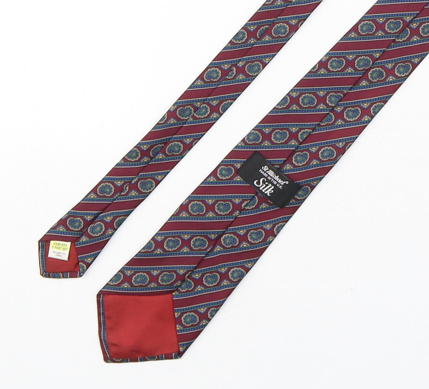 StMichael Mens Multicoloured Striped Silk Pointed Tie One Size