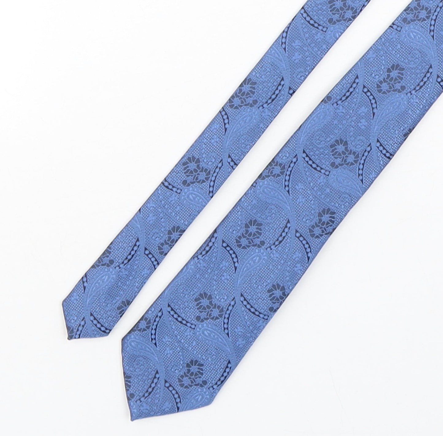 Charlton Gray Mens Blue Paisley Microfibre Pointed Tie One Size