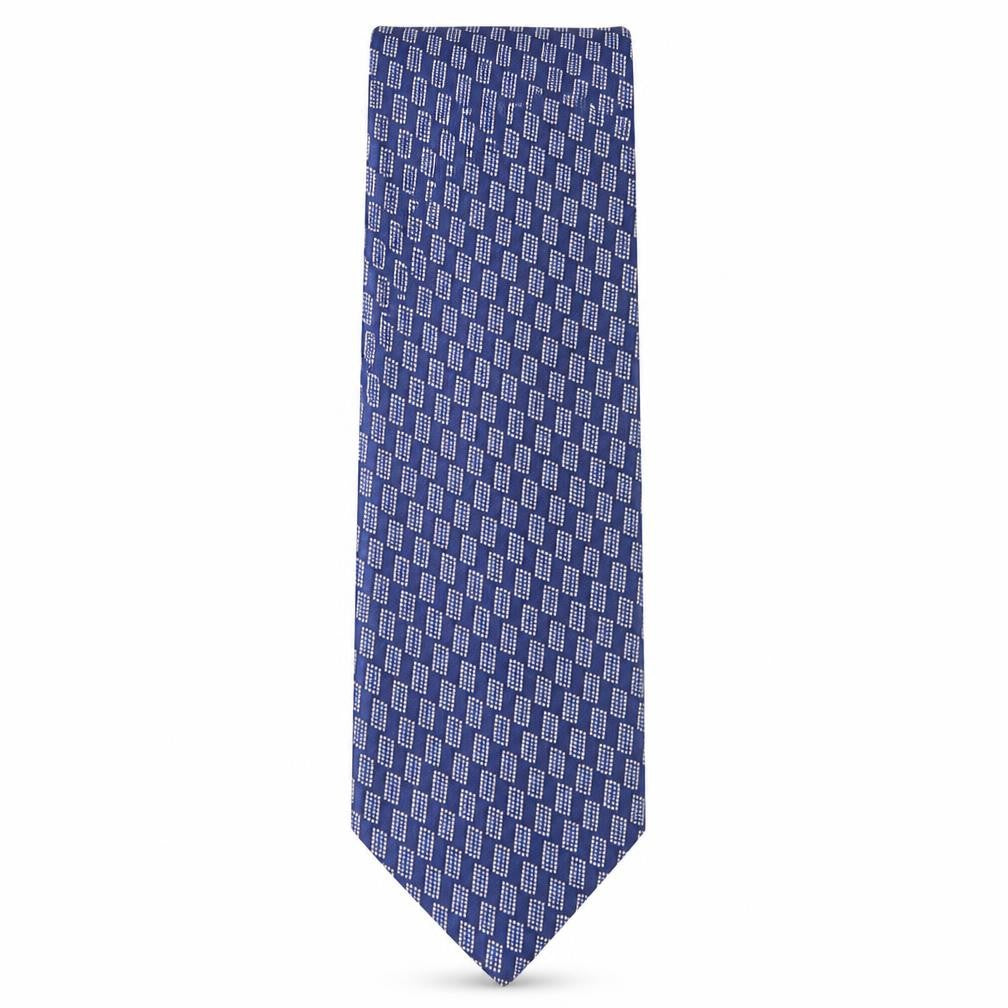Marks and Spencer Mens Blue Geometric Silk Pointed Tie One Size