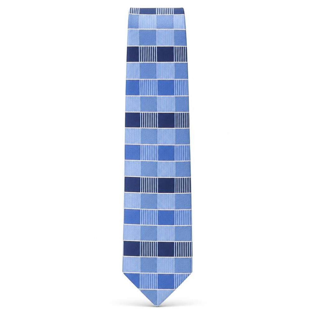Loxley  Mens Blue Plaids & Checks Polyester Pointed Tie One Size