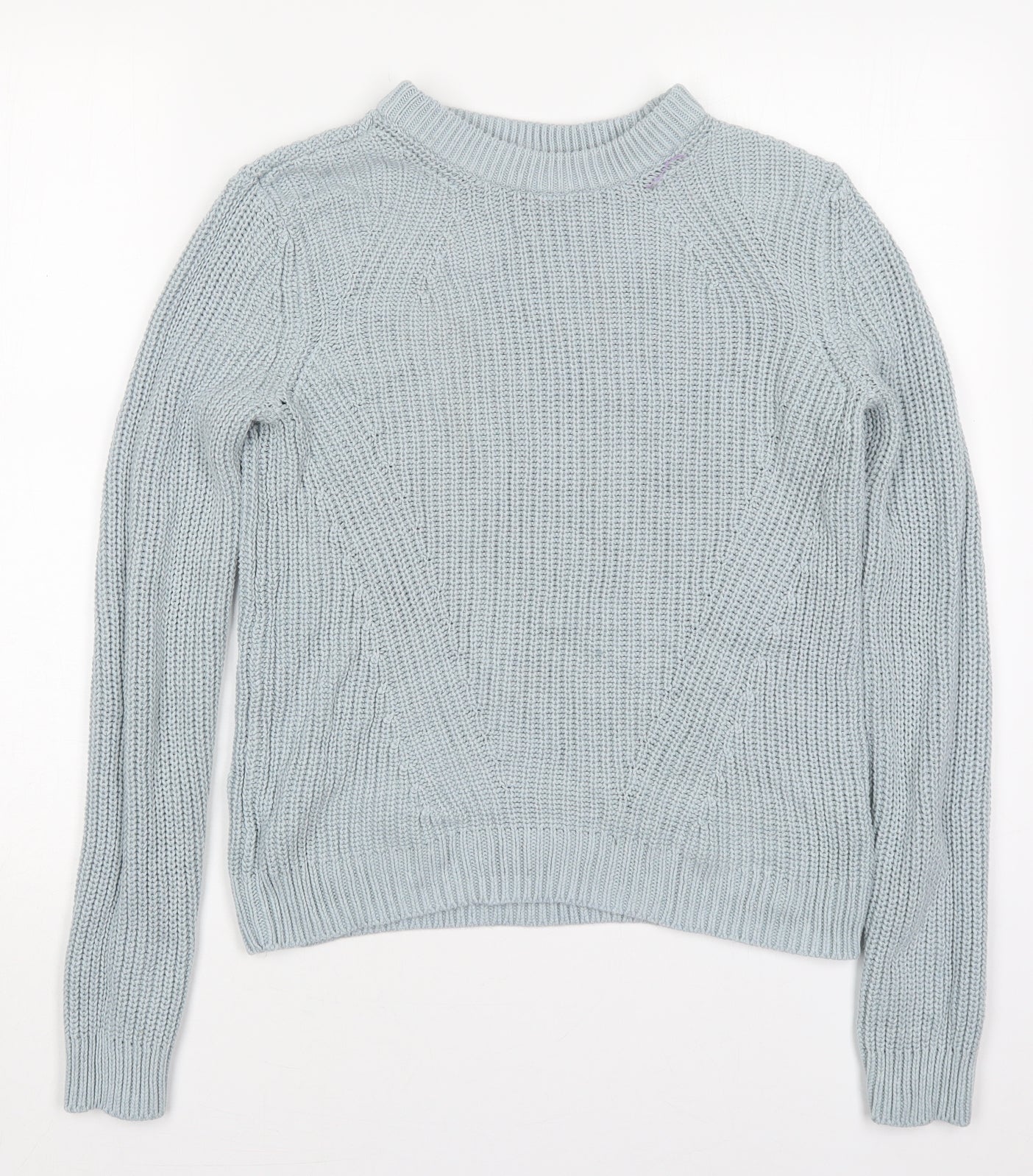 H&M Womens Blue Round Neck  Cotton Pullover Jumper Size M