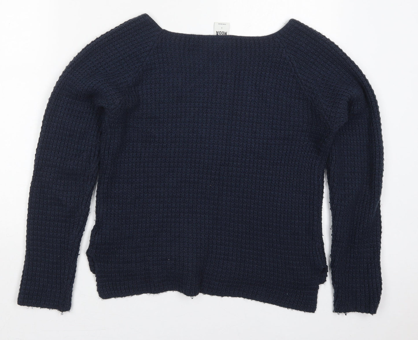 VERO MODA Womens Blue Boat Neck  Acrylic Pullover Jumper Size S