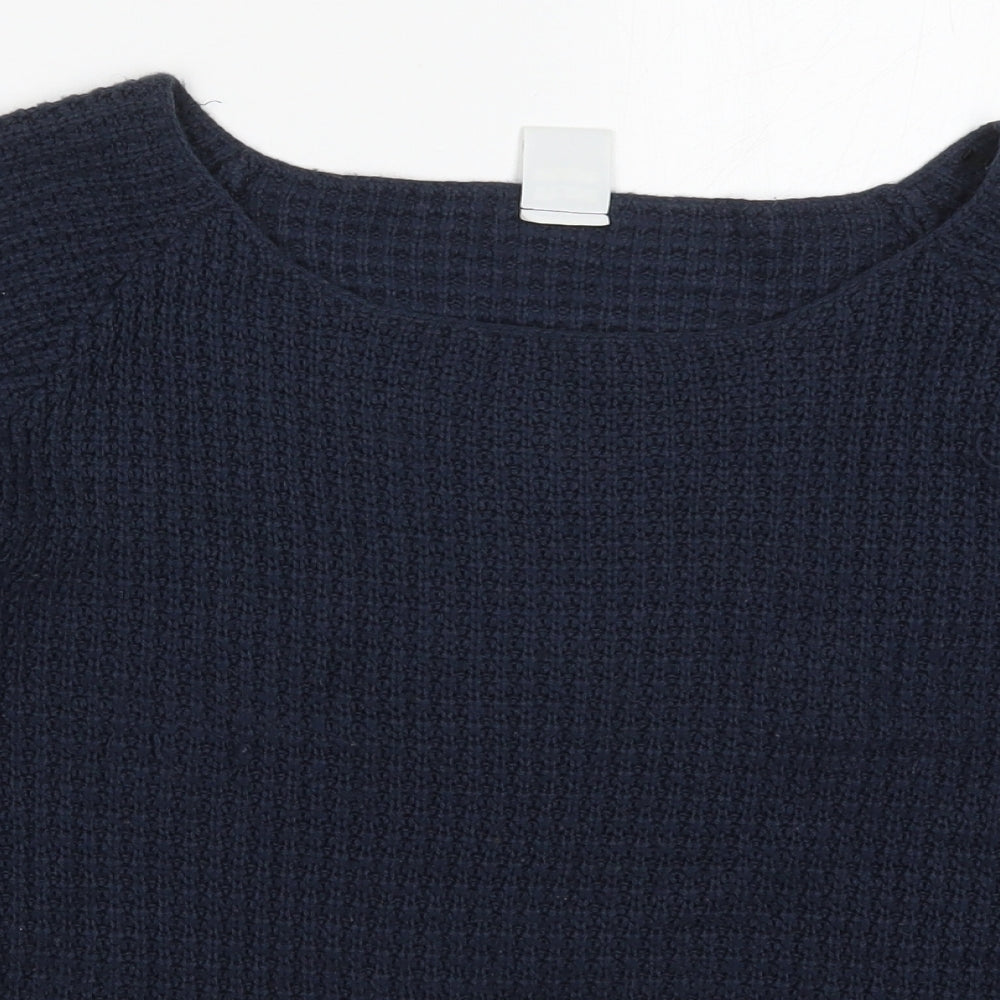 VERO MODA Womens Blue Boat Neck  Acrylic Pullover Jumper Size S