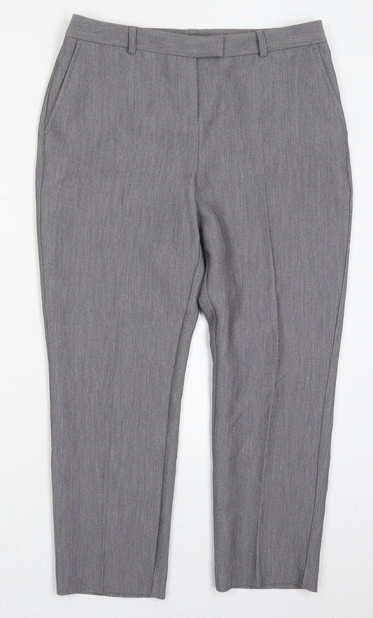 Papaya Womens Grey  Polyester Trousers  Size 10 L23.5 in Regular Hook & Eye