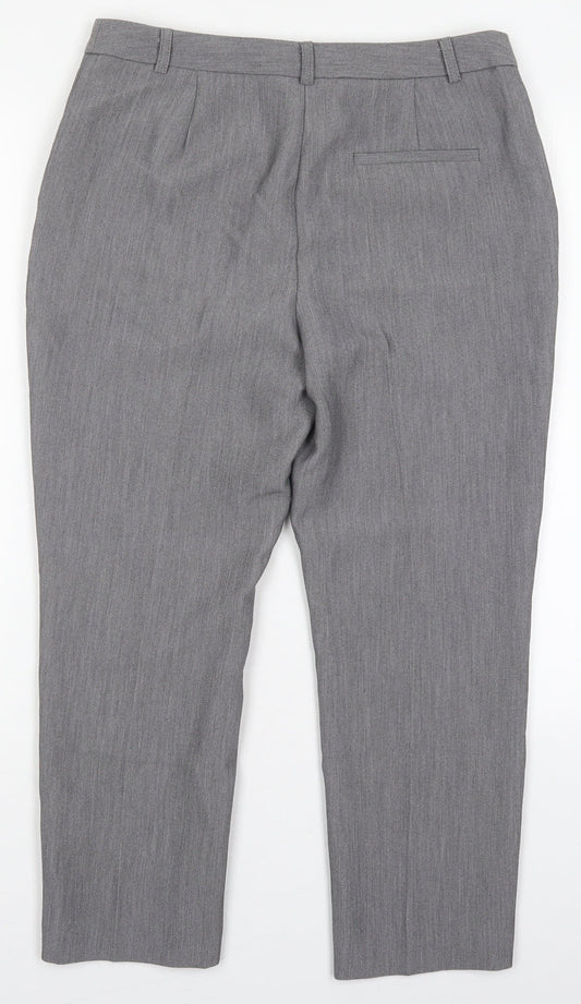 Papaya Womens Grey  Polyester Trousers  Size 10 L23.5 in Regular Hook & Eye