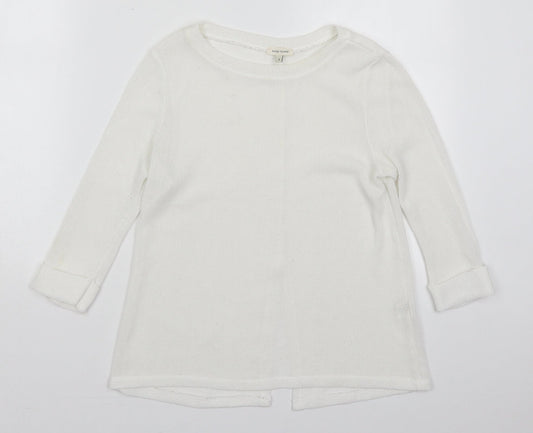 River Island Womens White Round Neck  Polyester Pullover Jumper Size 8