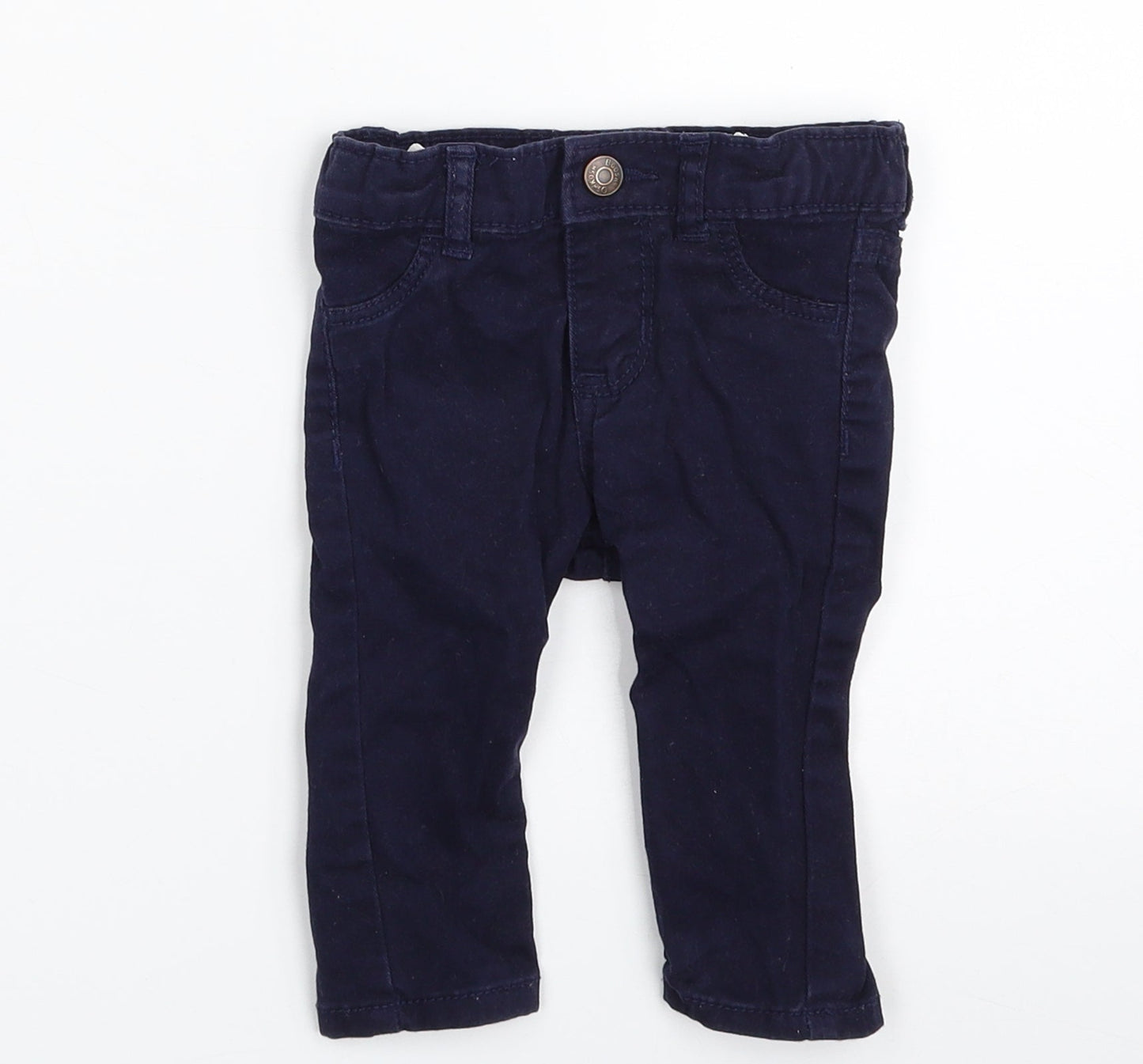 OshKosh B’gosh Girls Blue  Cotton Cropped Trousers Size 6-9 Months  Zip