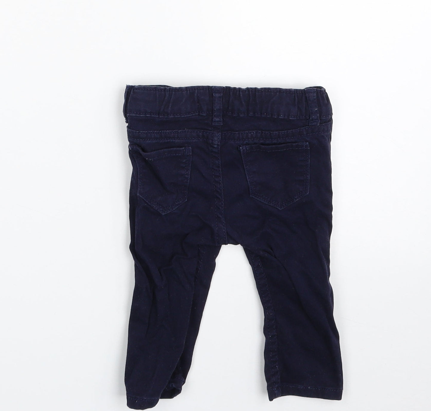 OshKosh B’gosh Girls Blue  Cotton Cropped Trousers Size 6-9 Months  Zip